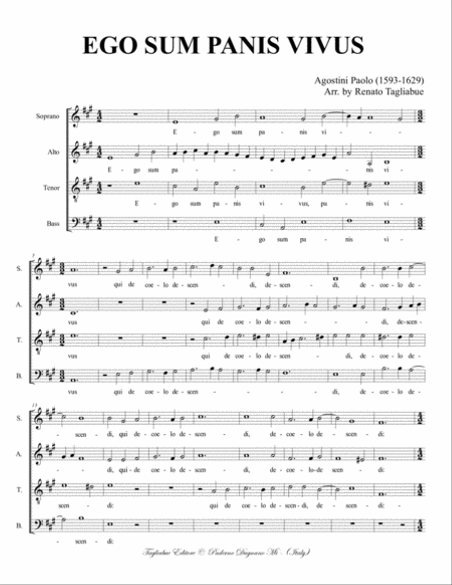 EGO SUM PANIS VIVUS - P. Agostini - For SATB Choir 4-Part scores gallery preview page 2