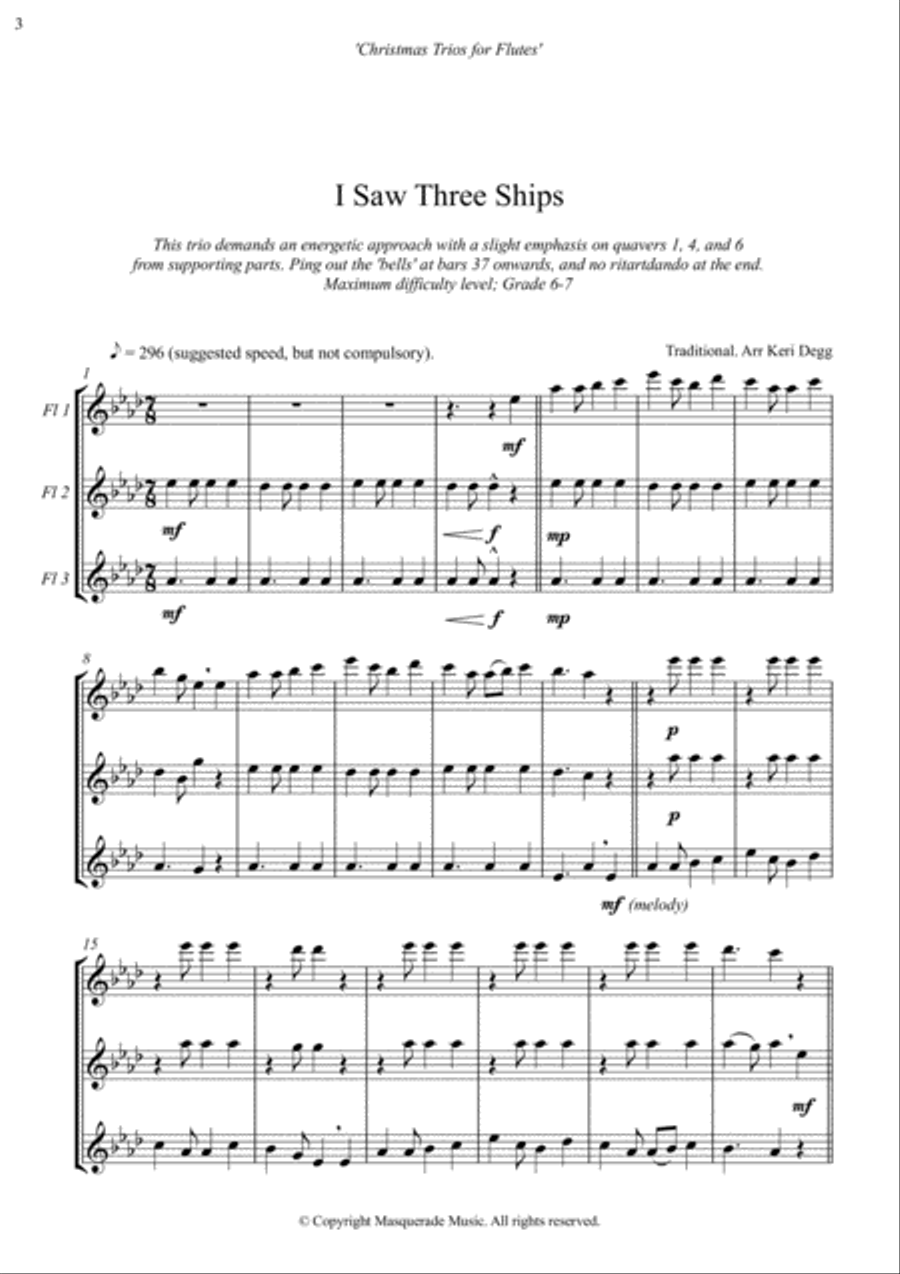 Christmas Flute Trios; 7 Festive favourites for mixed abilities Flute Trio scores gallery preview page 3