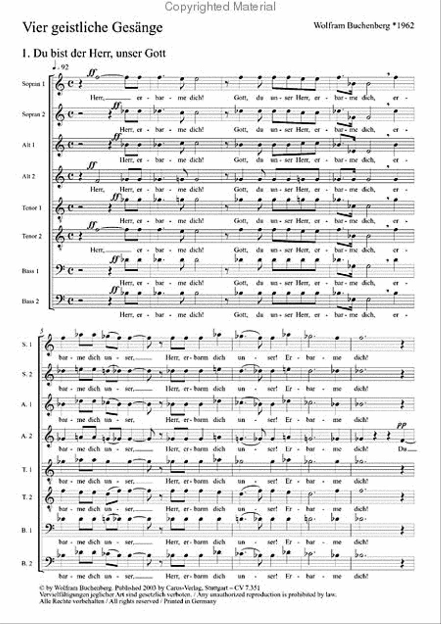 Buchenberg: Vier geistliche Gesange Score scores gallery preview page 2