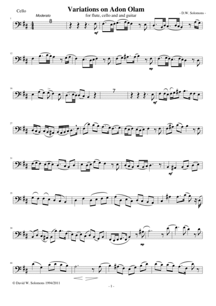 Variations on Adon Olam (Eternal Lord) for flute, cello and guitar image number null