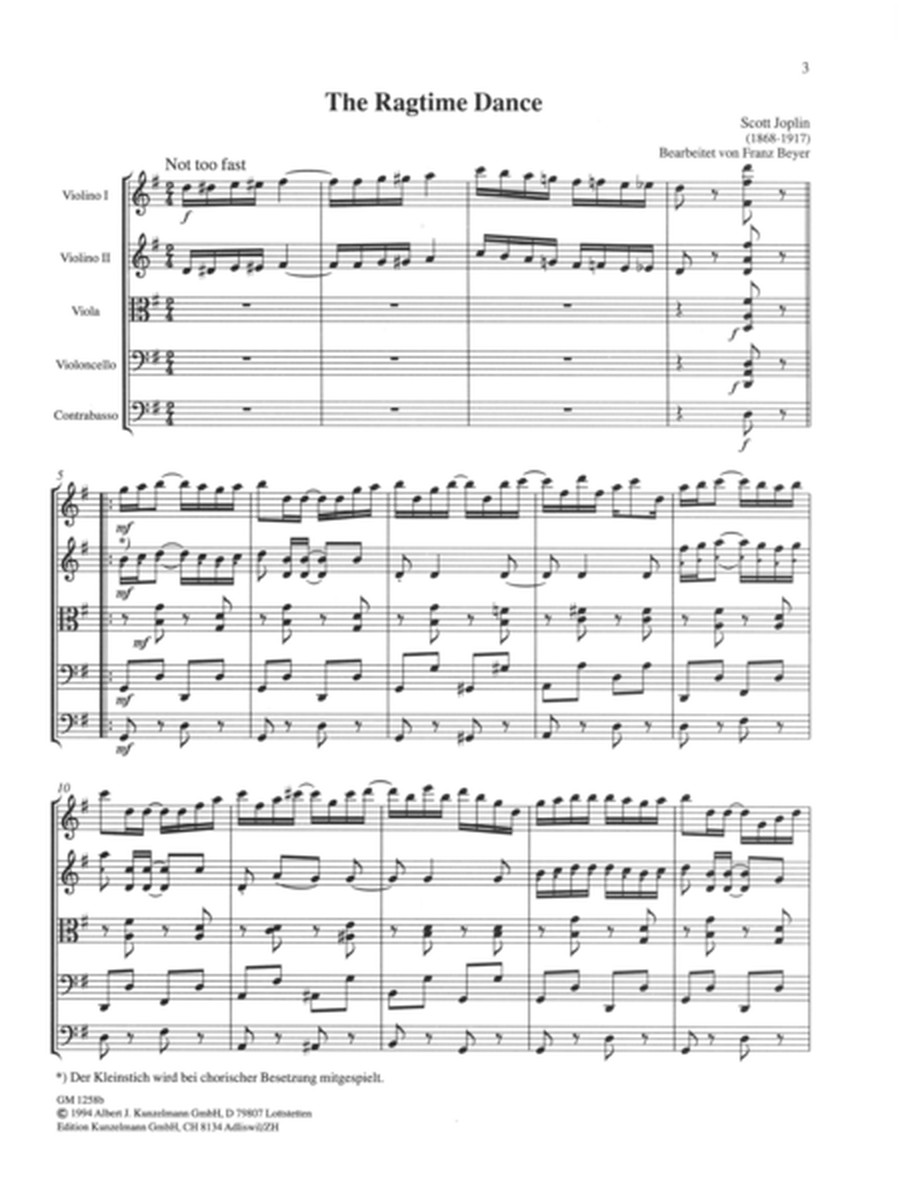 3 ragtimes for string quartet or string orchestra, Volume 2