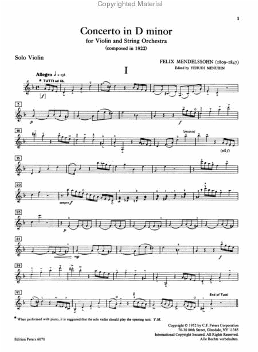 Violin Concerto In D Minor Violin Solo scores gallery preview page 4