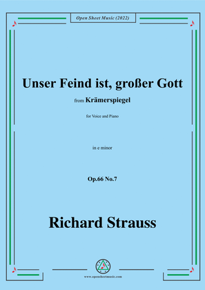 Book cover for Richard Strauss-Unser Feind ist,großer Gott,in e minor,Op.66 No.7