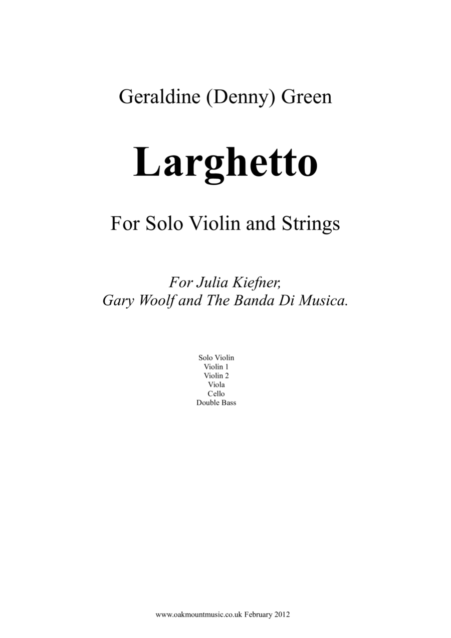 Larghetto, for Solo Violin and Strings (Standard Arrangement) Chamber Music - Digital Sheet Music