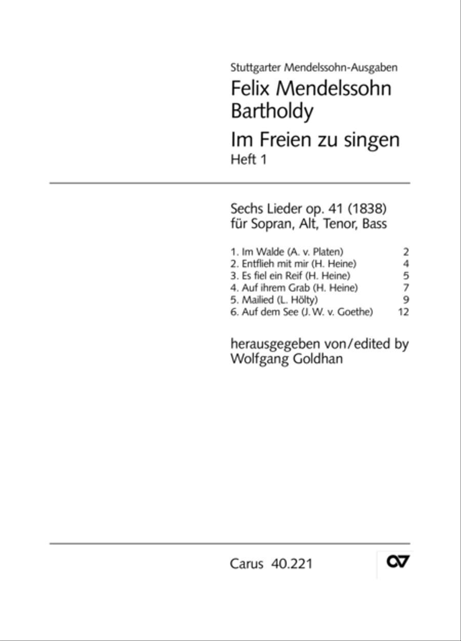 Im Freien zu singen (Heft 1) Choir scores gallery preview page 2