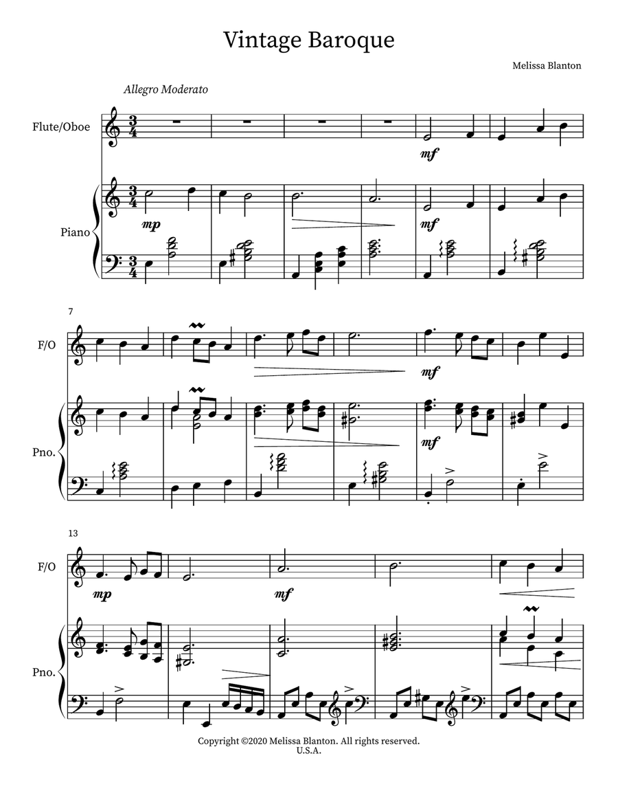 Vintage Baroque Piano scores gallery preview page 1