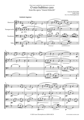 Book cover for O Mio Babbino Caro - Brass Quartet (French Horn, Trumpet, Trombone & Tuba)