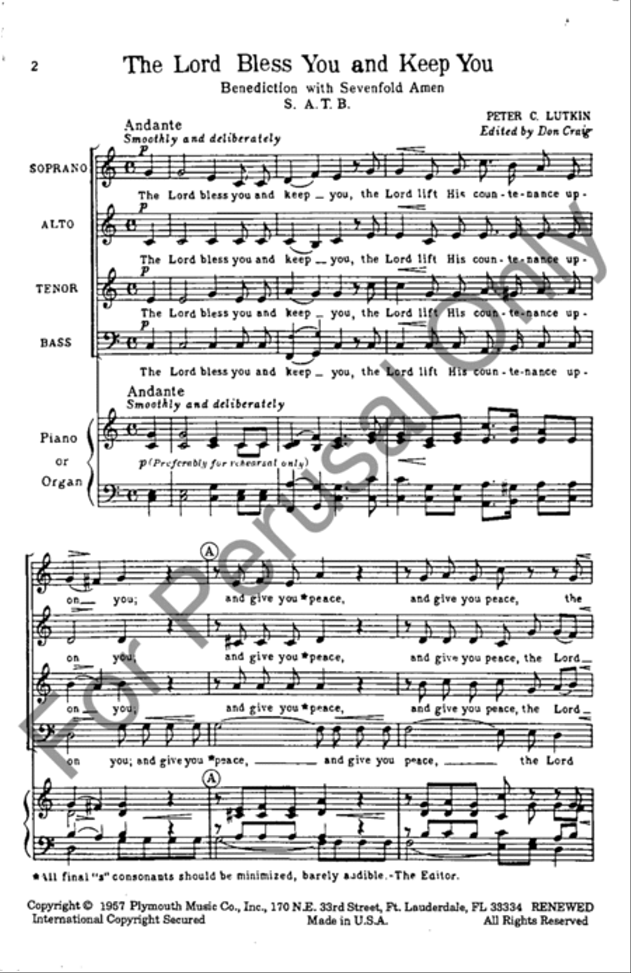 The Lord Bless You And Keep You 4-Part scores gallery preview page 2