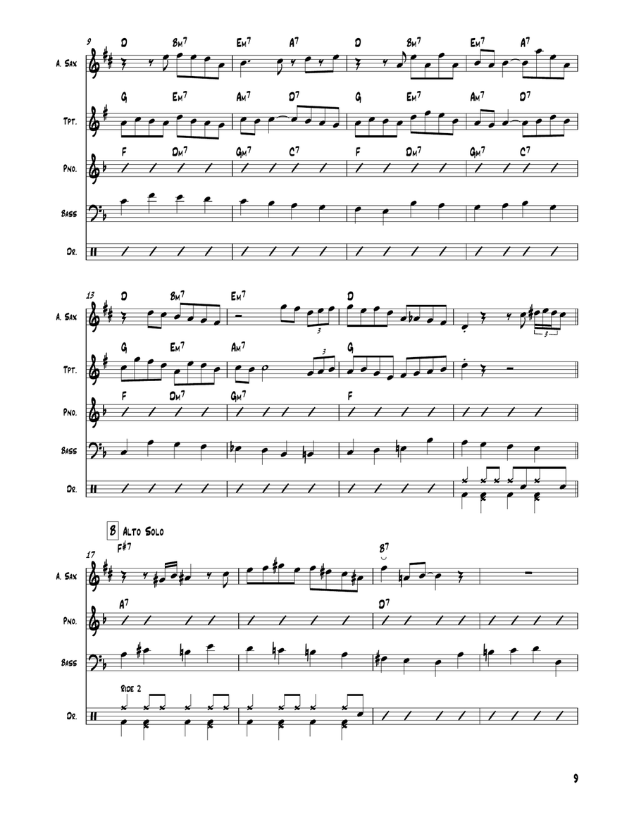 Ah-Leu-Cha Saxophone Solo scores gallery preview page 2