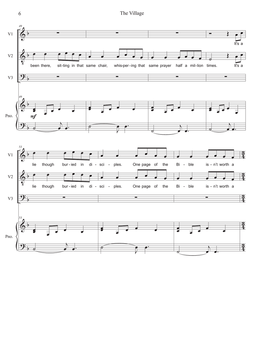 The Village 3-Part scores gallery preview page 6