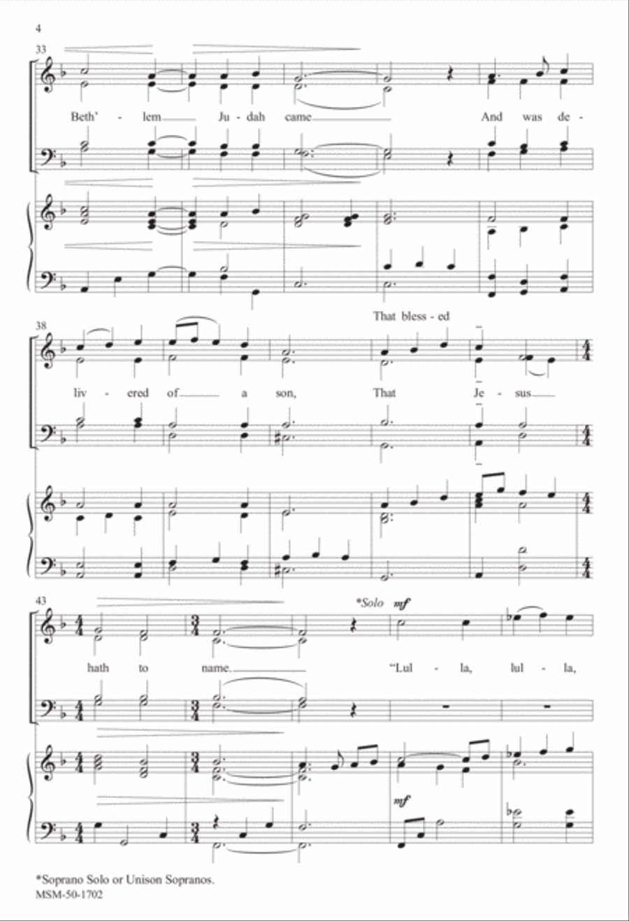 Sweet Was the Song the Virgin Sang 4-Part scores gallery preview page 4