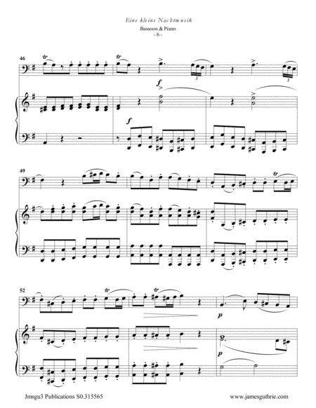 Mozart: Eine kleine Nachtmusik for Bassoon & Piano image number null