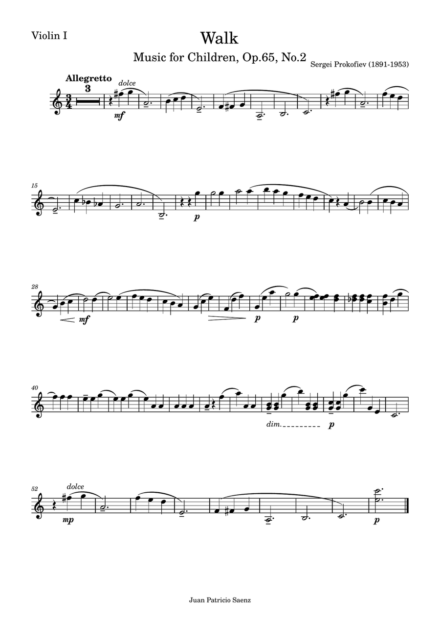 Walk - Music for Children Op.65 No.2 String Trio scores gallery preview page 3