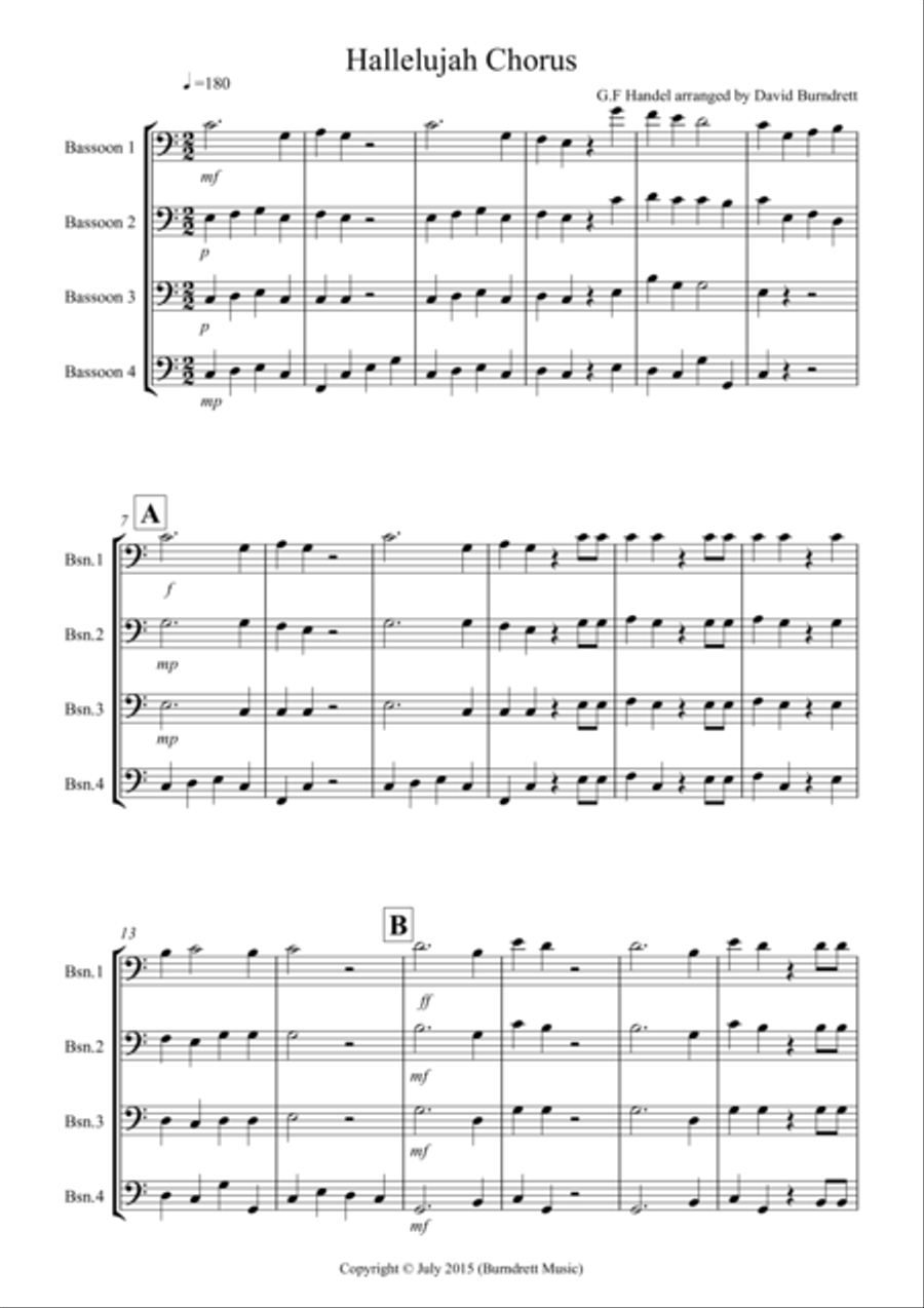 Hallelujah Chorus for Bassoon Quartet Bassoon Quartet scores gallery preview page 1