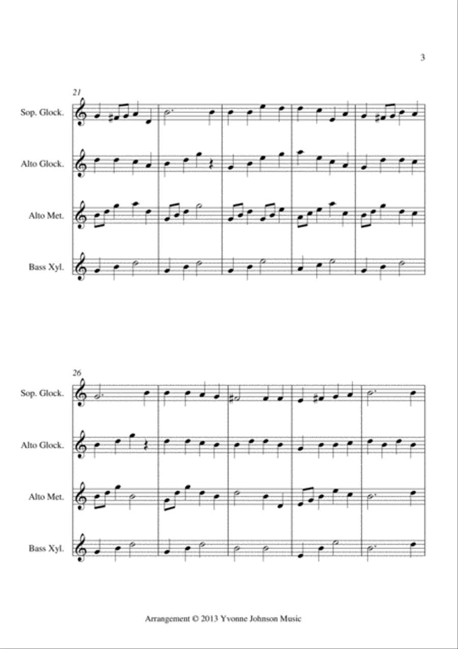 O Little Town Of Bethlehem - For Orff Ensemble Percussion Ensemble scores gallery preview page 3
