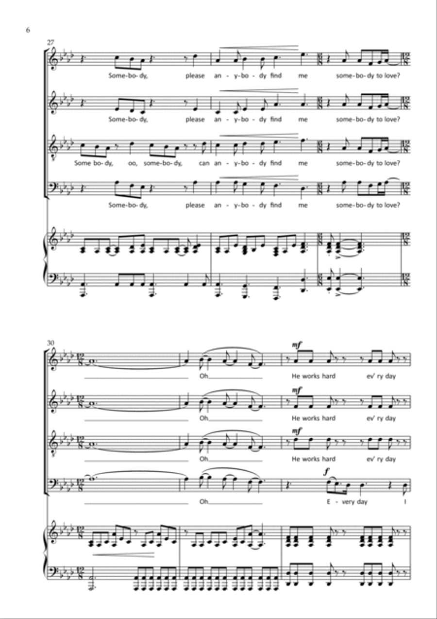 Somebody To Love 4-Part scores gallery preview page 6