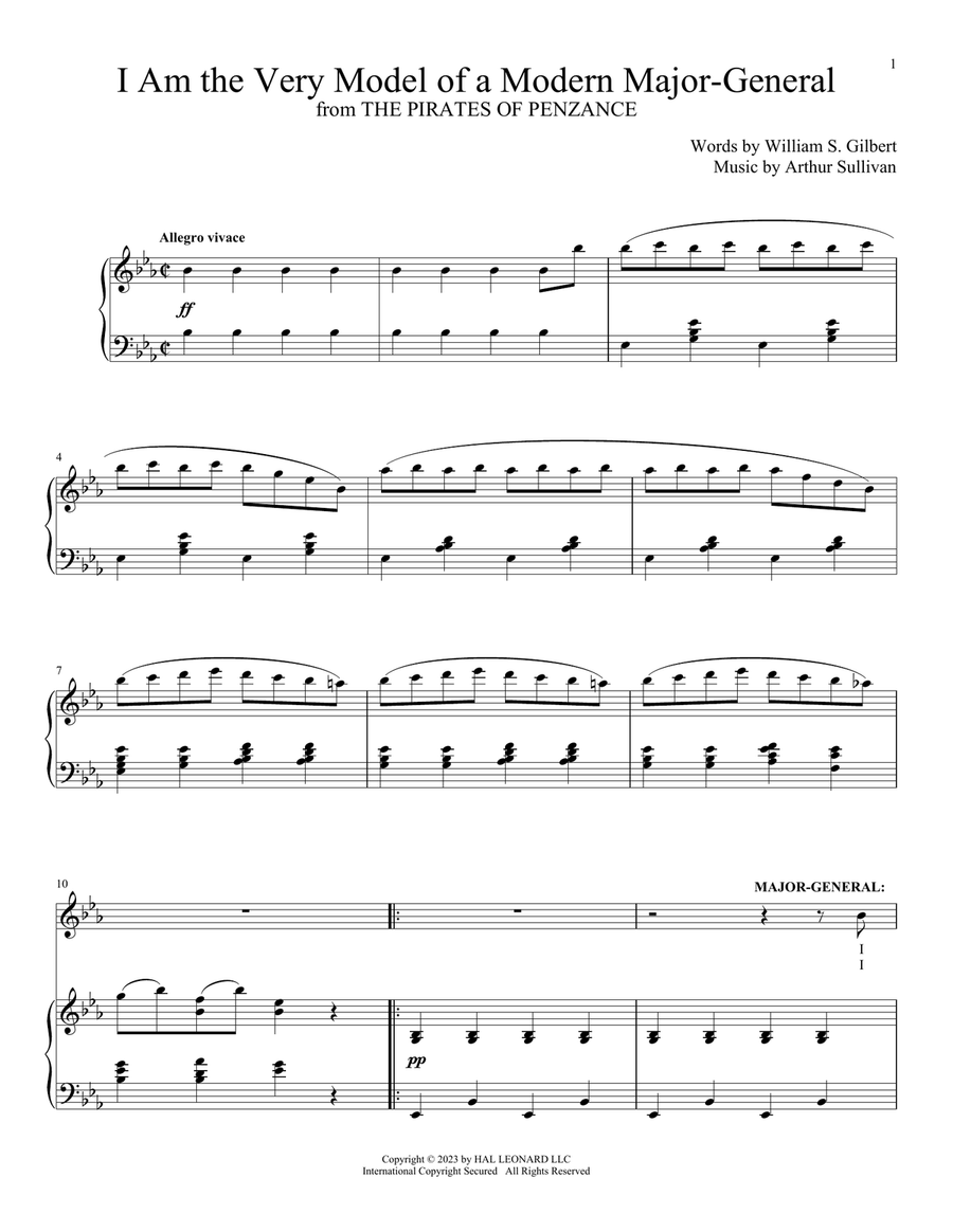 I Am The Very Model Of A Modern Major-General (from The Pirates Of Penzance) Voice scores gallery preview page 1