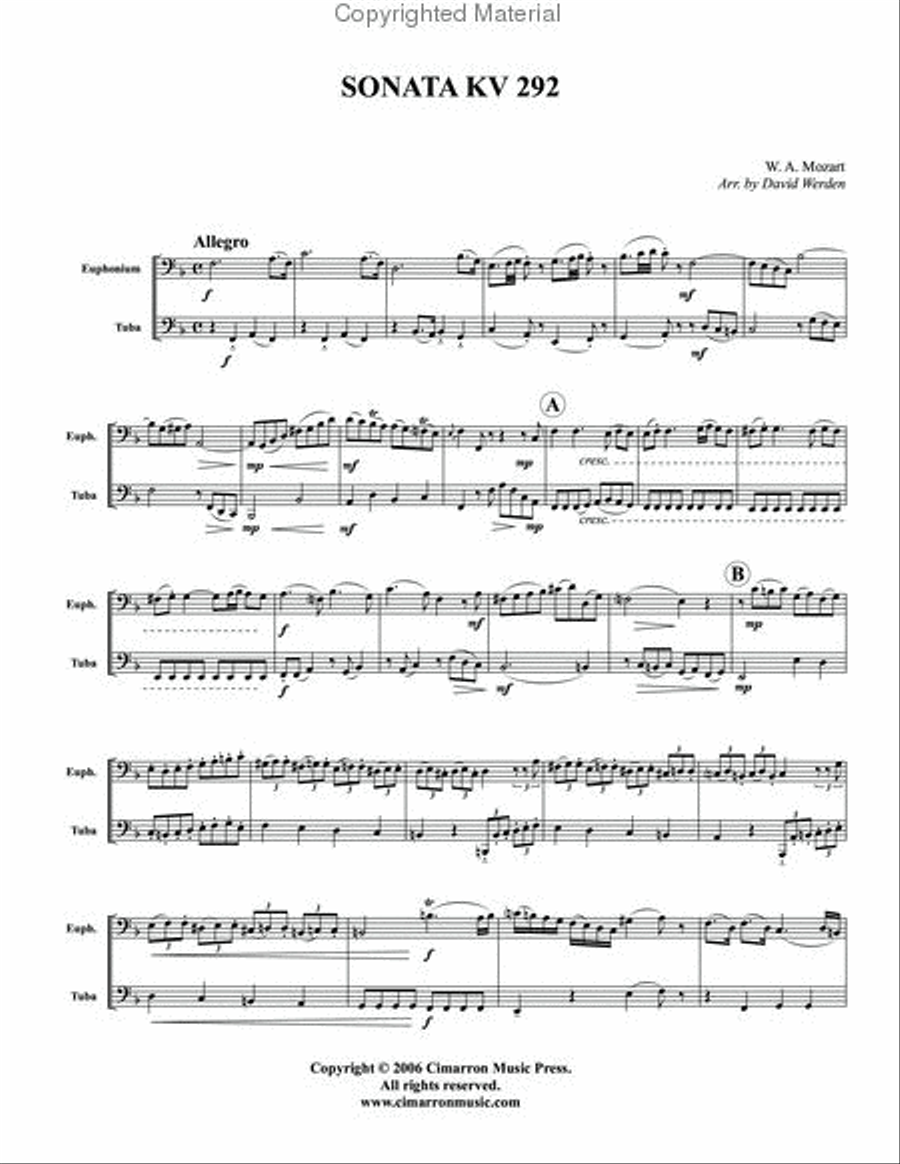Sonata, KV. 292 Sonata, KV. 292 Brass Duet scores gallery preview page 2