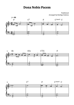Dona Nobis Pacem - for piano - beginner level 2 (featuring chords and fingerings)