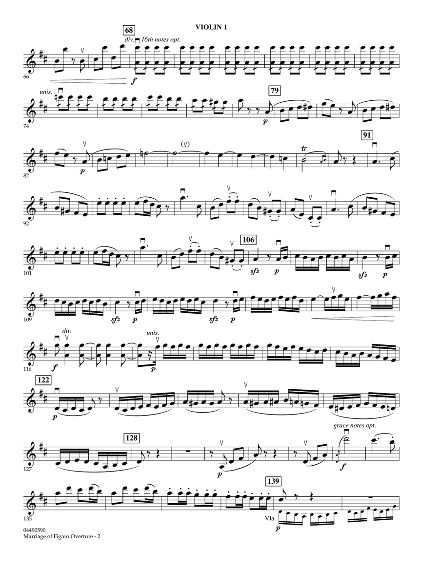 Overture to Marriage of Figaro - Violin 1 Violin scores gallery preview page 2