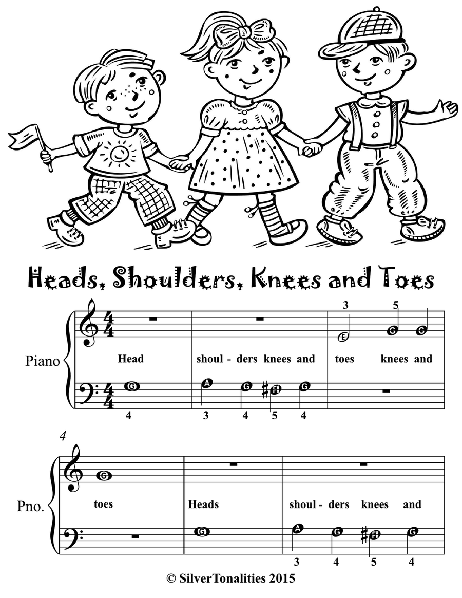 Heads Shoulders Knees and Toes Beginner Piano Sheet Music Piano Method scores gallery preview page 2