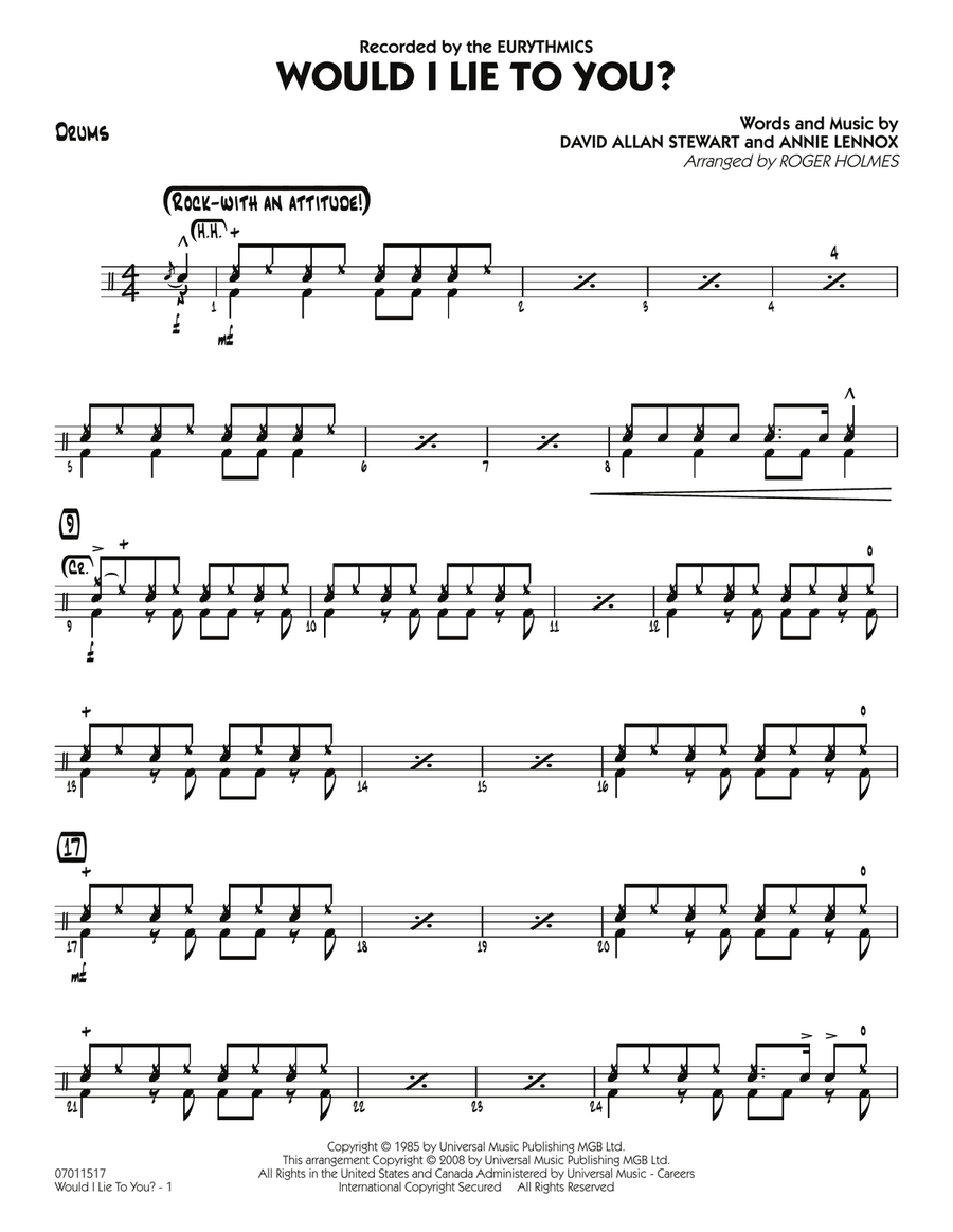 Would I Lie to You? - Drums Jazz Ensemble scores gallery preview page 1