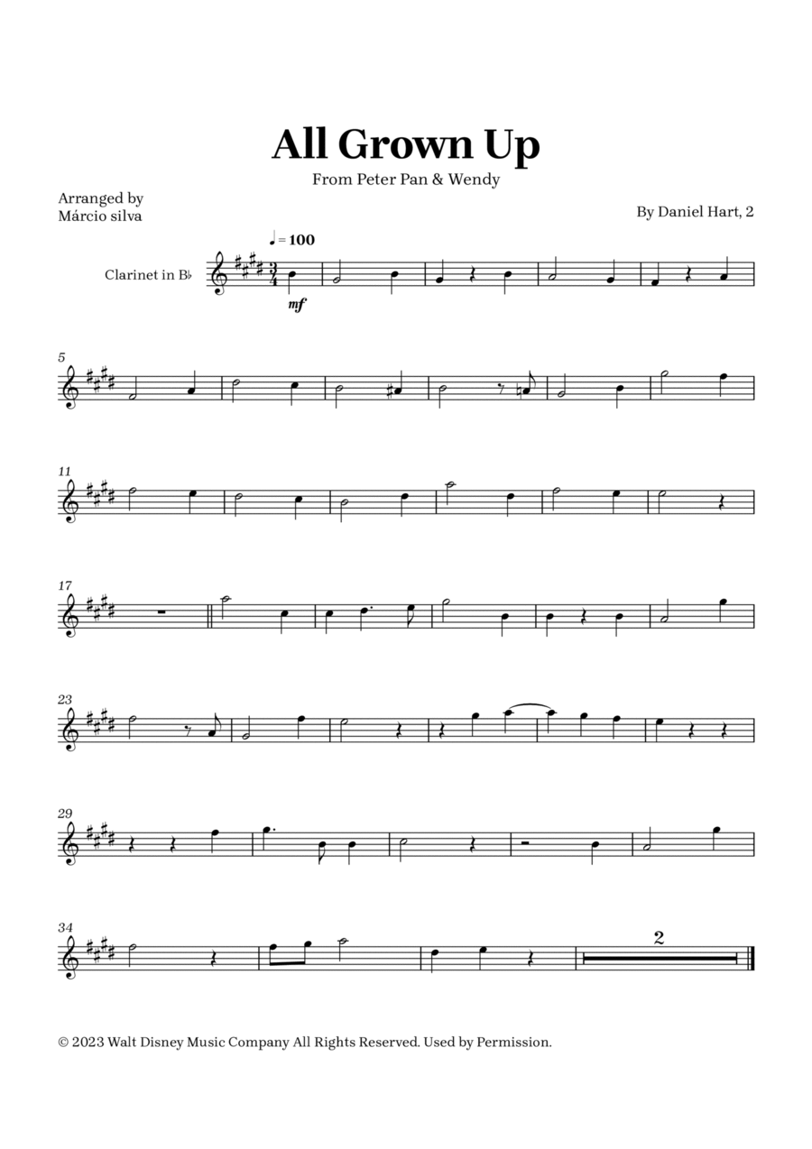 All Grown Up B-Flat Clarinet scores gallery preview page 1