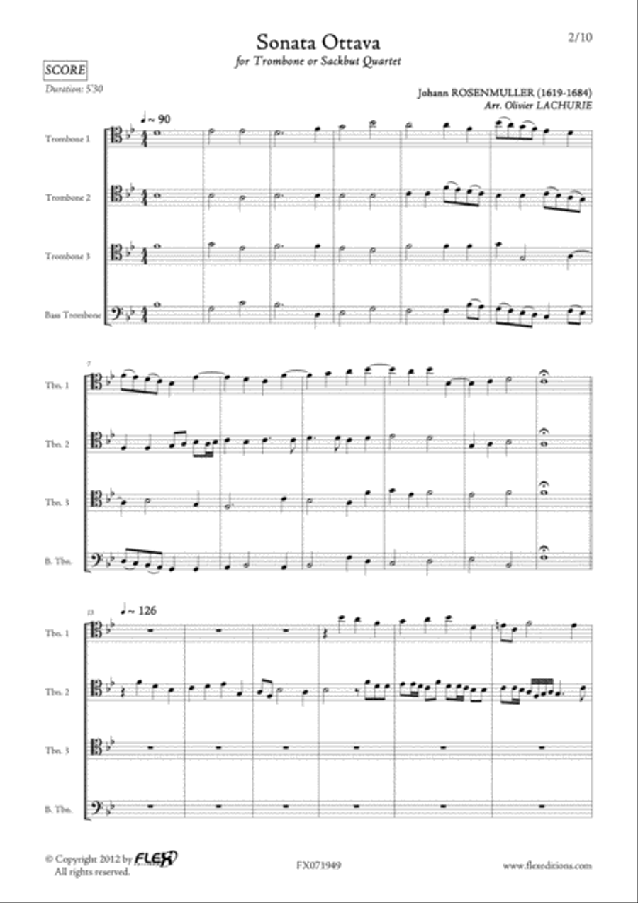 Sonata Ottava Trombone Quartet scores gallery preview page 2