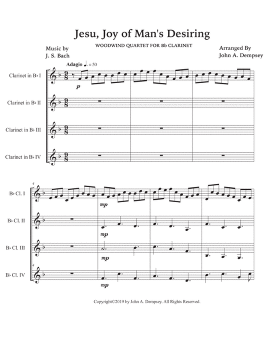 Jesu, Joy of Man's Desiring (Clarinet Quartet) image number null