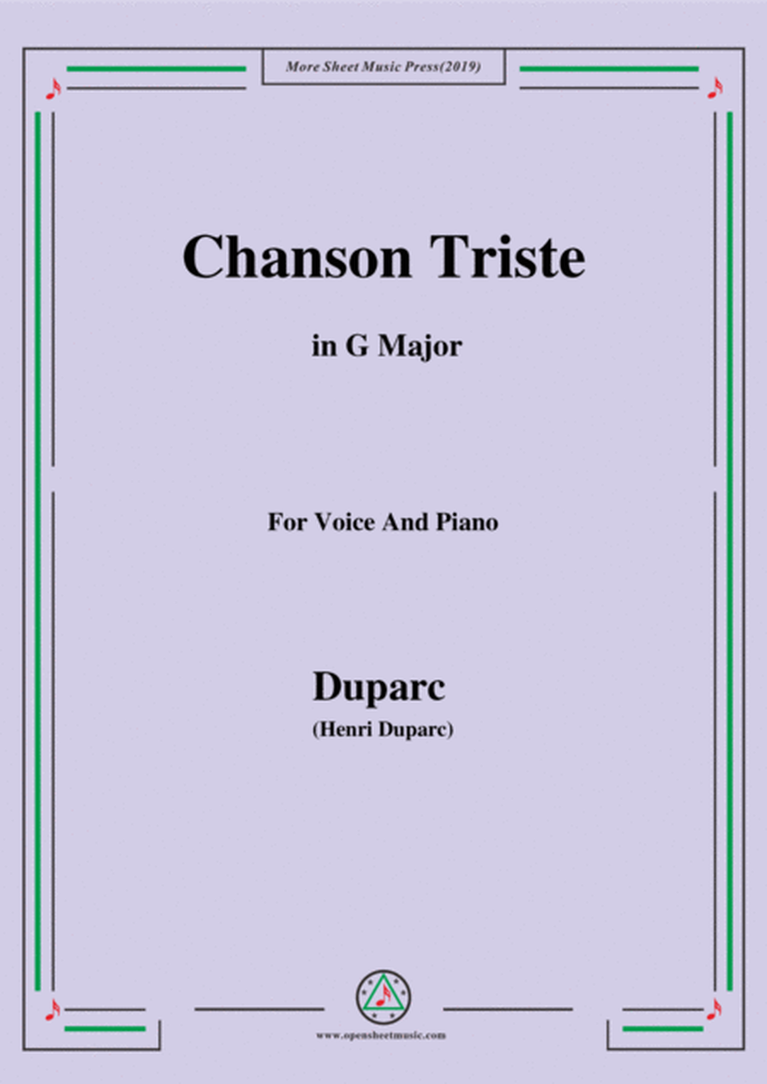 Duparc-Chanson Triste in G Major