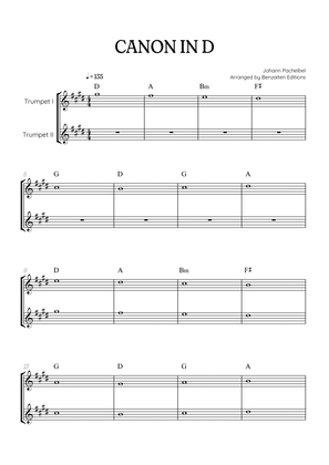 Pachelbel Canon in D • trumpet in Bb duet sheet music [chords]