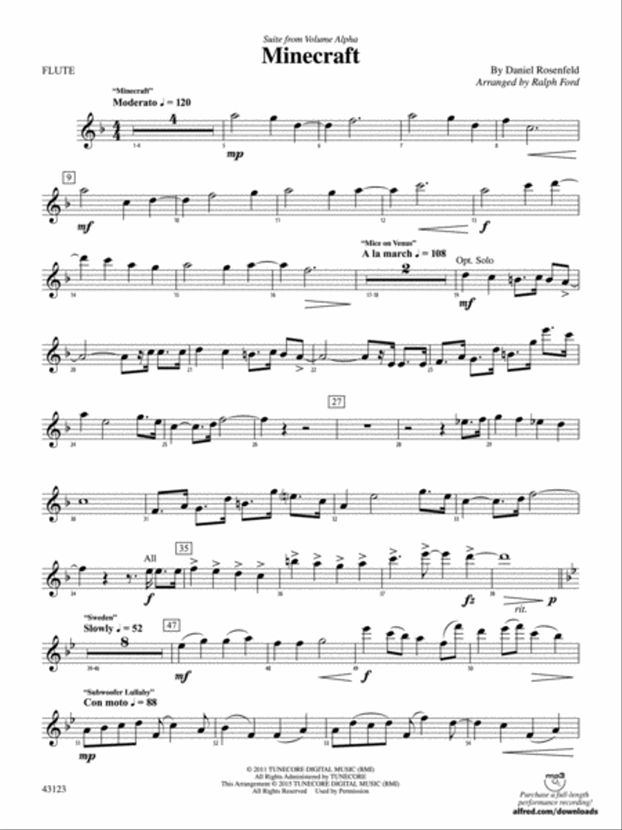 Minecraft: Flute Concert Band scores gallery preview page 1
