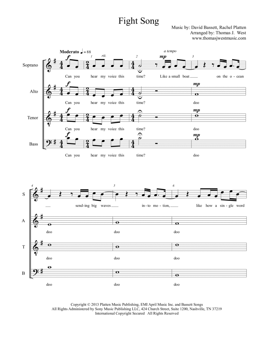 Fight Song 4-Part scores gallery preview page 1