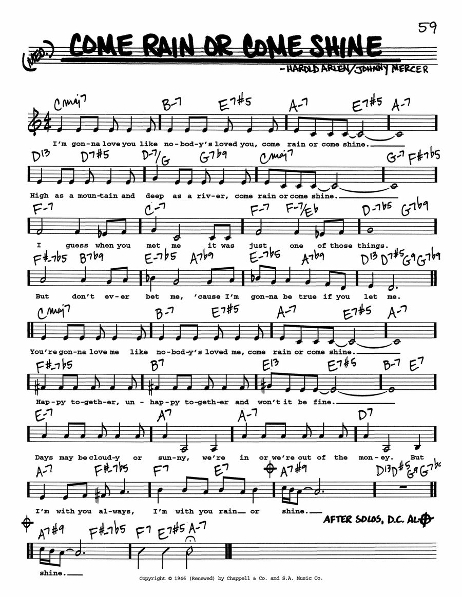 Come Rain Or Come Shine (Low Voice) Low Voice scores gallery preview page 1