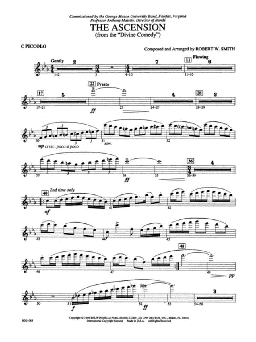 The Ascension (from The Divine Comedy): Piccolo Concert Band scores gallery preview page 1