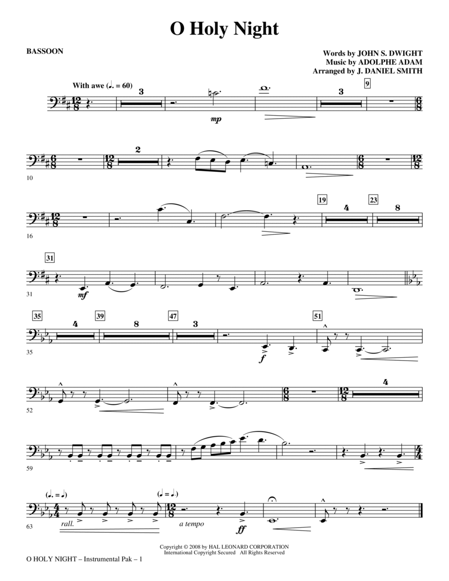 O Holy Night - Bassoon O Holy Night - Bassoon Choir scores gallery preview page 1