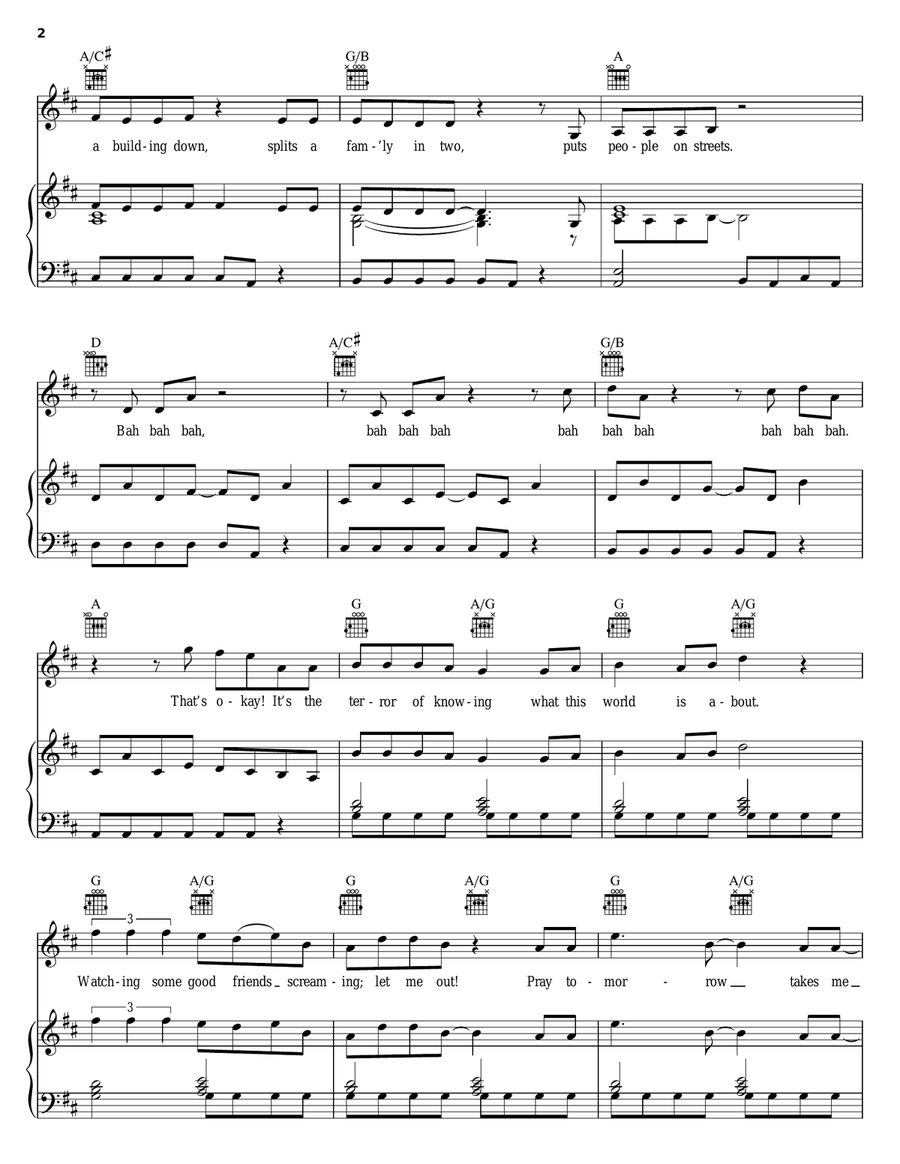 Under Pressure Piano, Vocal, Guitar scores gallery preview page 2