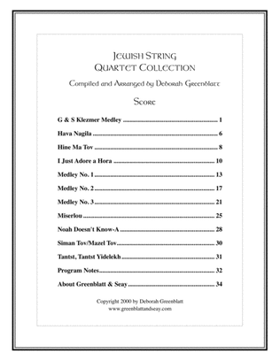 Jewish String Quartet Collection - Score