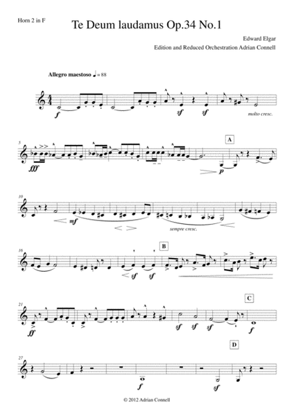 Elgar - Te Deum - Reduced Orchestration - Horn 2
