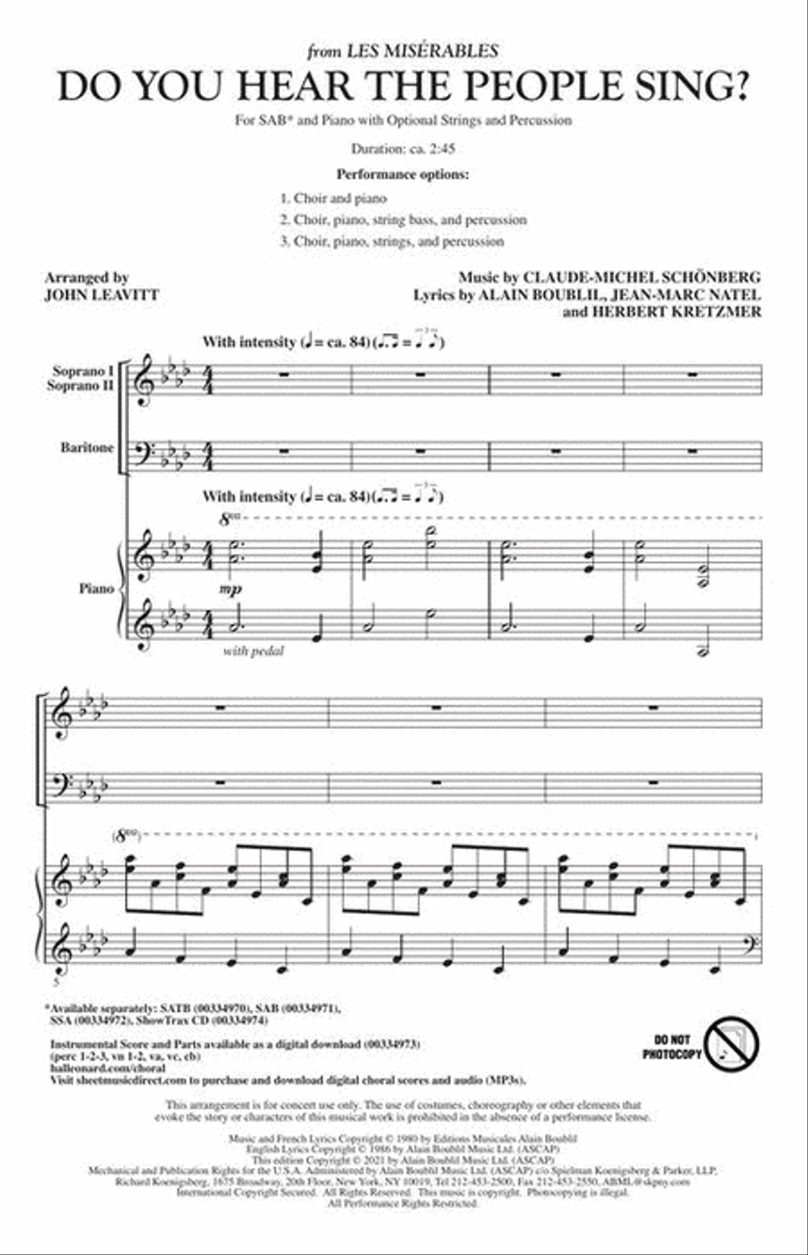 Do You Hear the People Sing? 3-Part scores gallery preview page 3