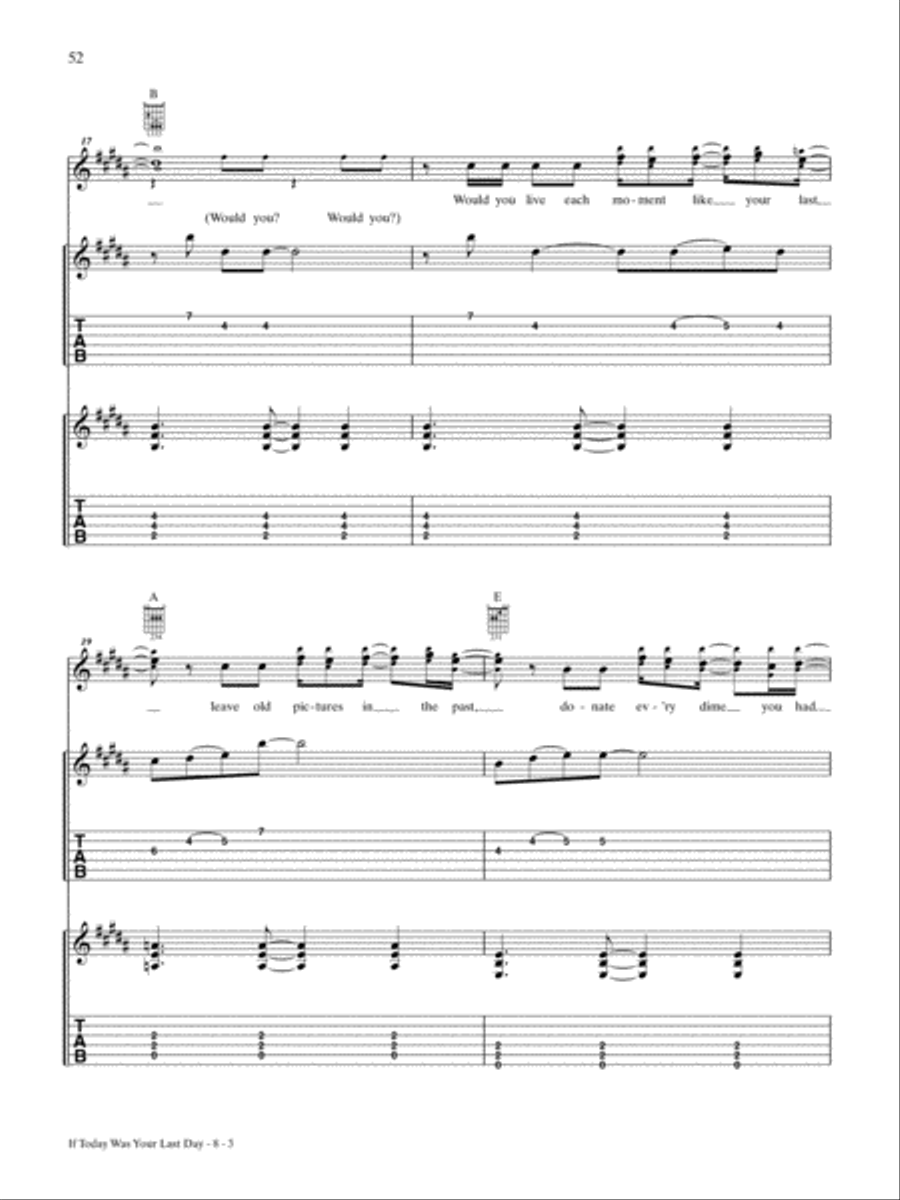 Songtext Nickelback If Today Was Your Last Day If Today Was Your Last Day by Nickelback - Guitar Tablature - Digital