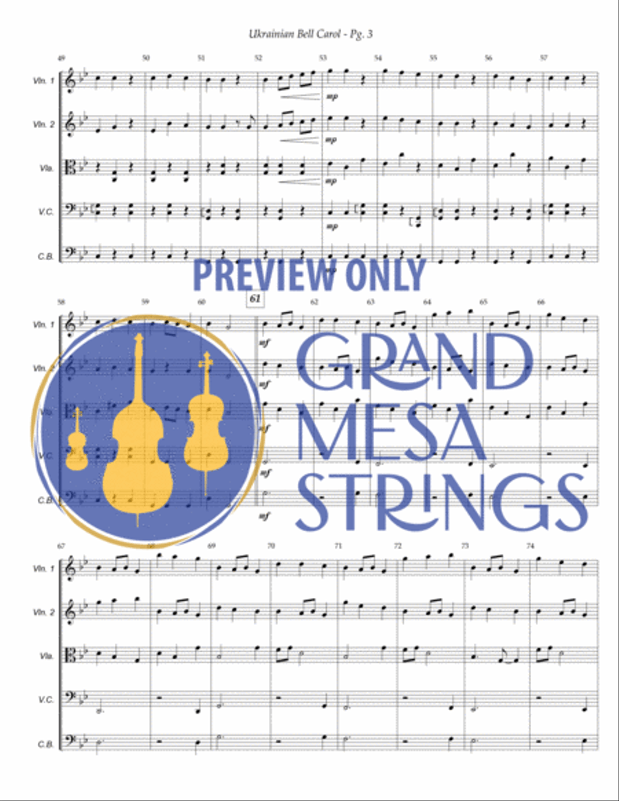 Ukrainian Bell Carol String Orchestra scores gallery preview page 4