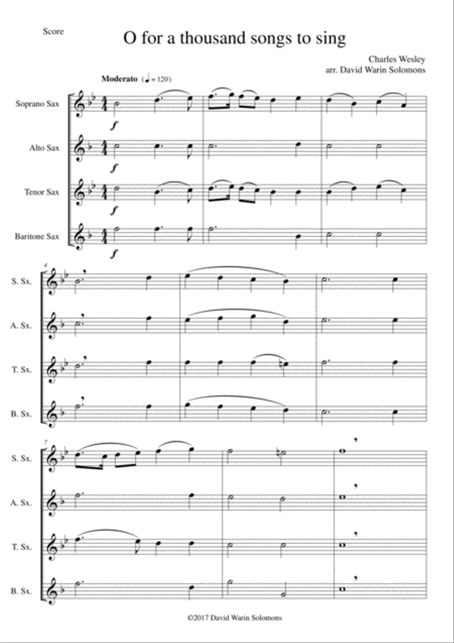 7 Songs of Glory for saxophone quartet Saxophone Quartet scores gallery preview page 1