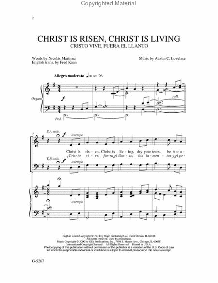 Christ Is Risen, Christ Is Living / Cristo Vive, Fuera el Llanto 2-Part scores gallery preview page 2