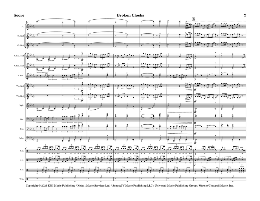 Broken Clocks Marching Band scores gallery preview page 2