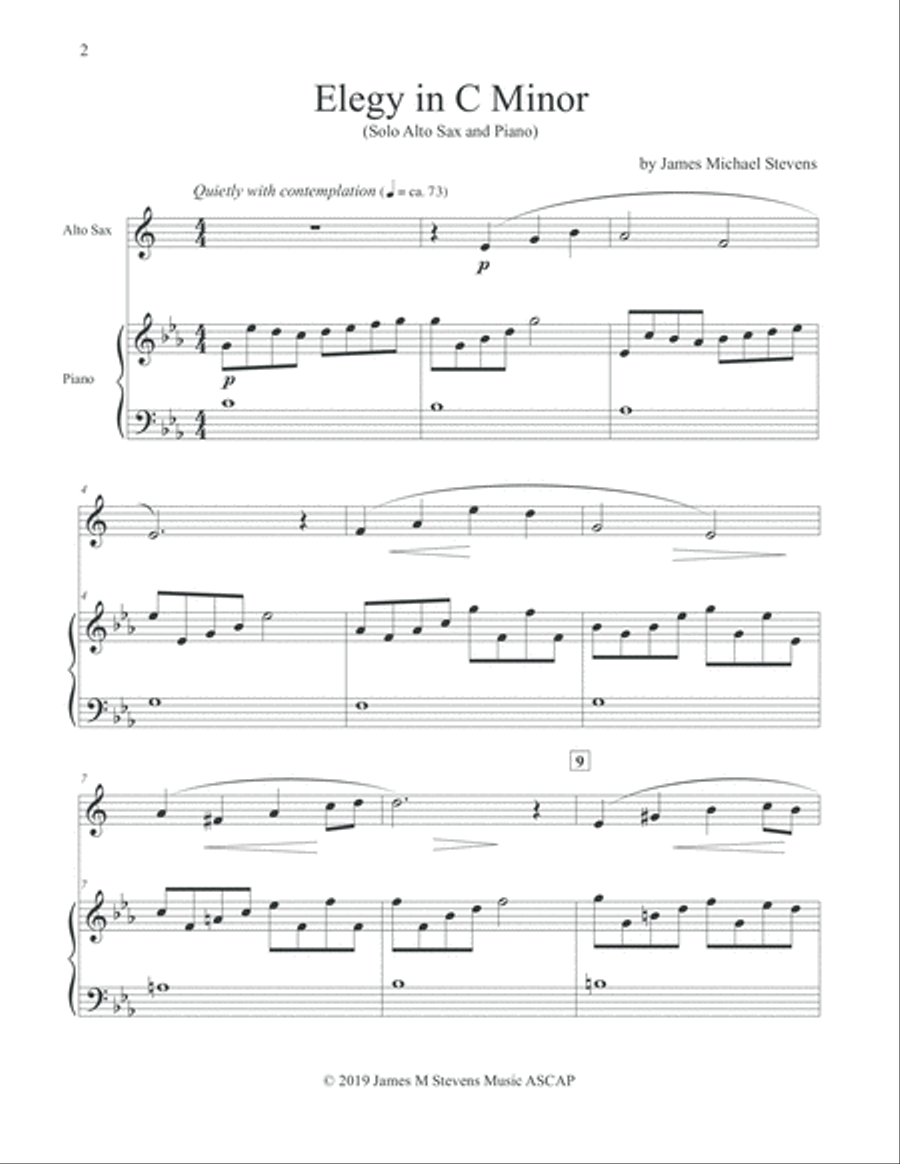 Elegy in C Minor - Reflective Alto Sax & Piano Alto Saxophone scores gallery preview page 2