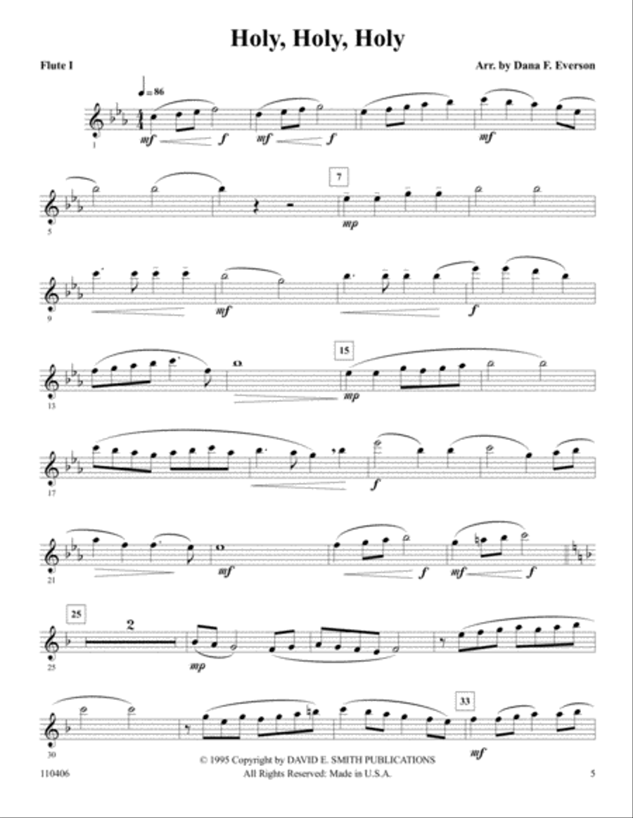 Holy, Holy, Holy Holy, Holy, Holy Woodwind Quartet scores gallery preview page 5