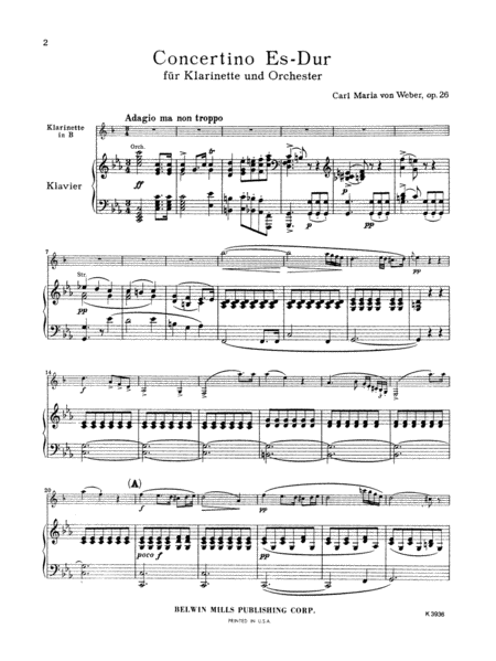 Concertino for Clarinet in B-flat Major, Op. 26 (Orch.)