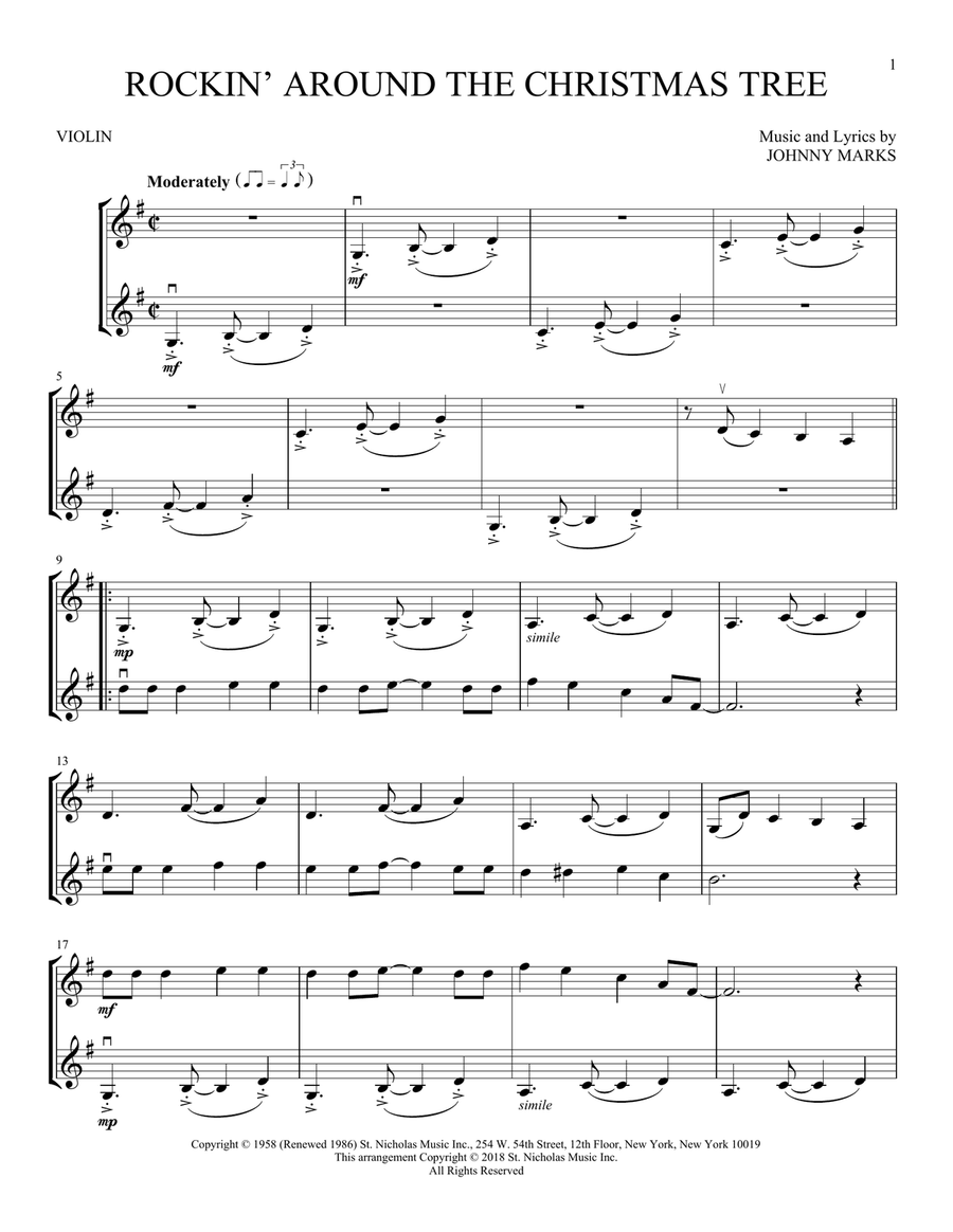 Rockin' Around The Christmas Tree String Duet scores gallery preview page 1