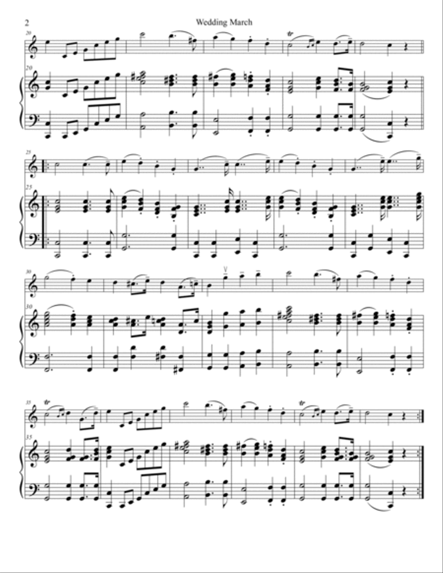 Wedding March for Violin-Harp Duo String Duet scores gallery preview page 2